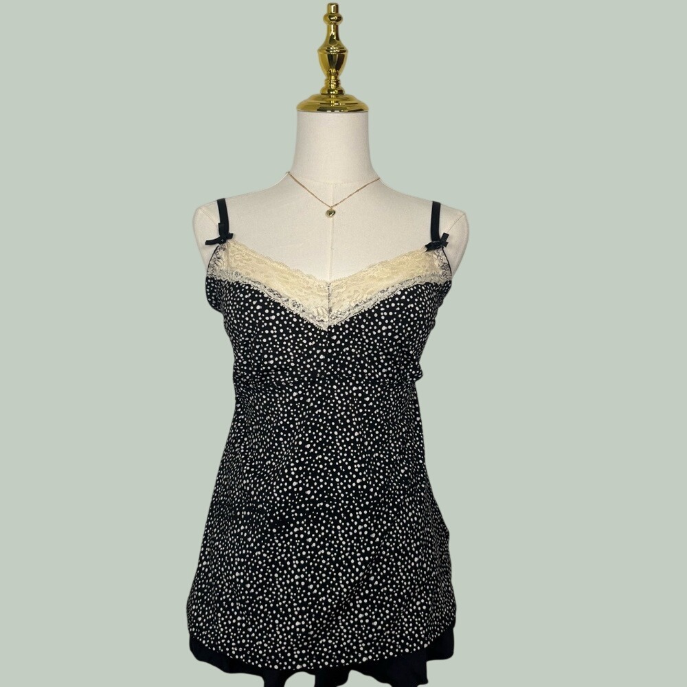 marylin monroe intimates black & white lingerie polka dot lace bow y2k coquette